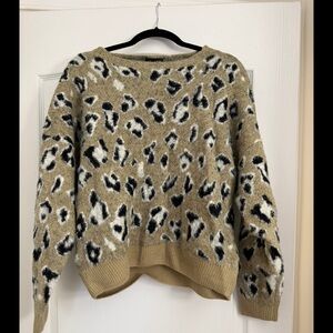 City Chic Leopard Print Cropped Sweater - Tan and Black